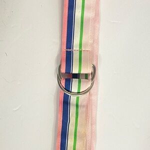 J. Crew Pink Belt with Green and Blue Stripes